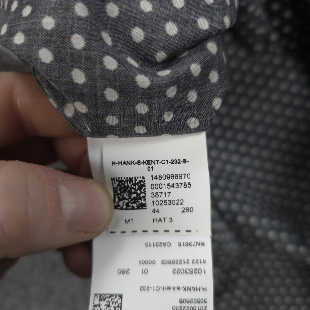 Boss Shirt Mens XL 17.5 34/35 Black Hank Kent Slim Fit Stretch Polka Dot Dress - Picture 5 of 13